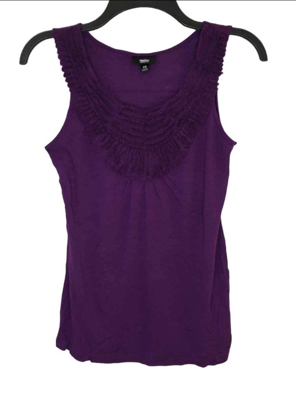 Mossimo women's purple Ruffled front tank top size XS